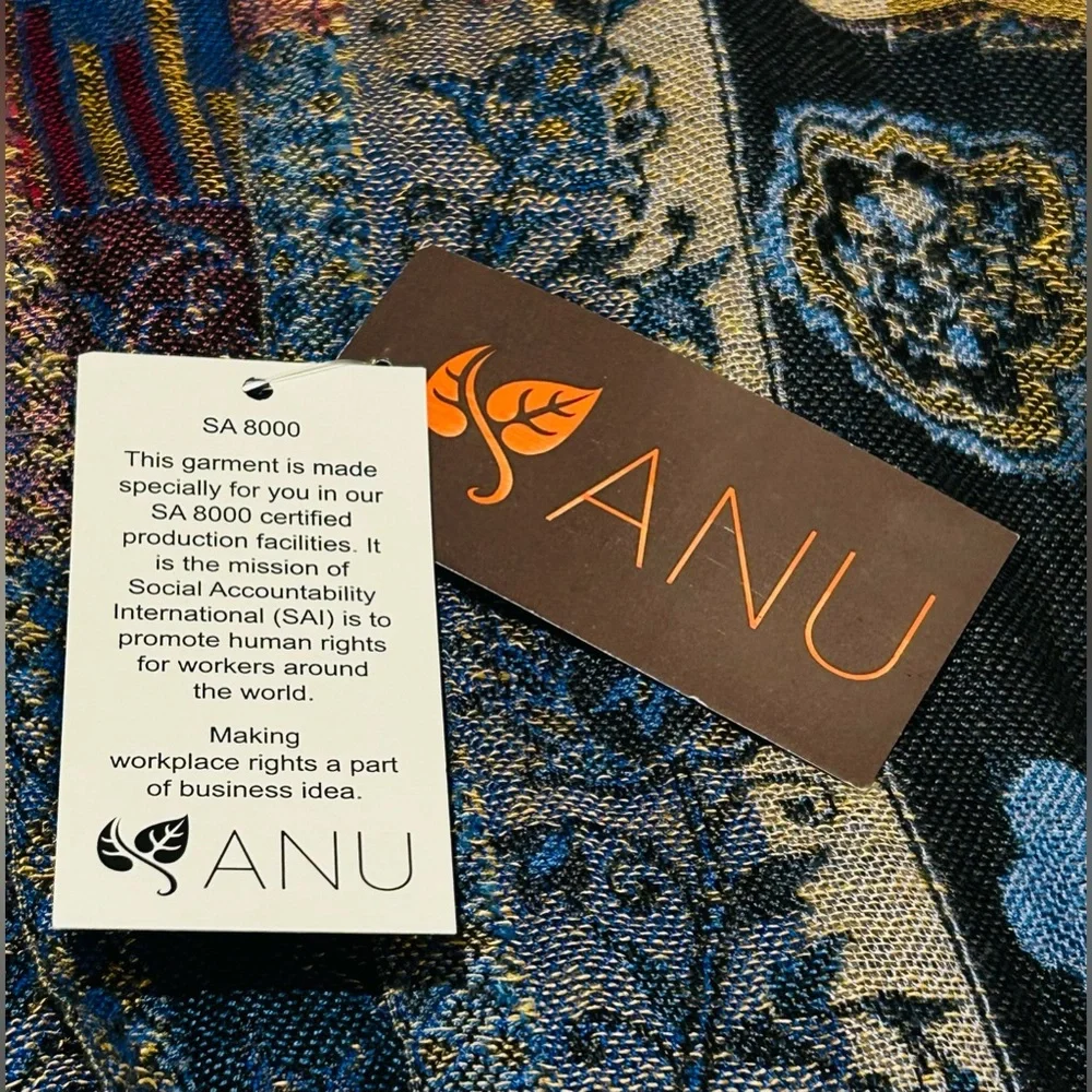 Southwestern Jewel Tone ANU Large Scarf Wrap Shawl Western Gypsy Witchy Boho NEW